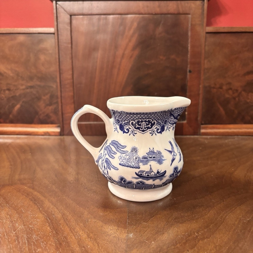 Churchill Blue Willow Creamer Pitcher England Blue White Transferware